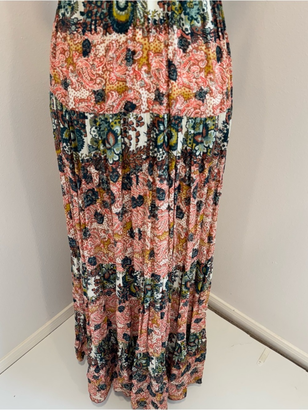 Free People Bohemian Let's Smock About It Floral Maxi Dress Beach Resort XS - Picture 6 of 8